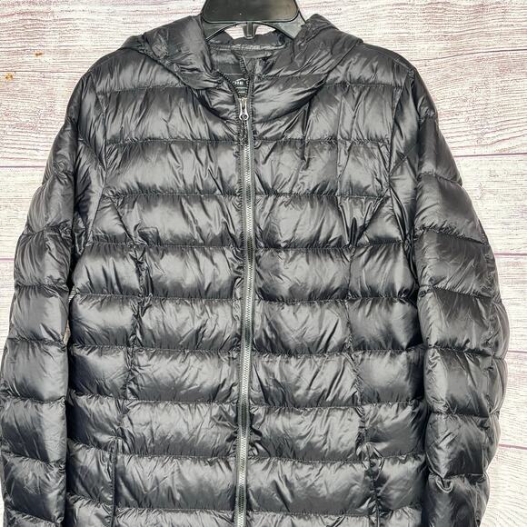 Eddie Bauer Black Puffer Down Filled Full Zipper Warm Jacket Coat Size Medium - Picture 10 of 10
